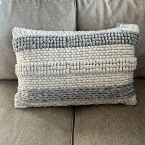 Salvo Mid Century Modern Cream Wool Striped Lumbar Pillow - Kathy Kuo Home